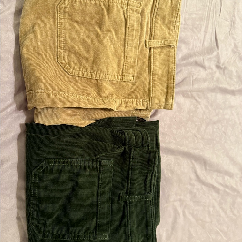 Bundle Tan and Green Palmer wide leg Corduroy Pants